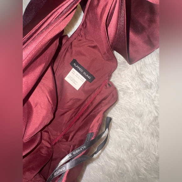 ALFRED SUNG Burgundy One-Shoulder Maxi Dress - Picture 7 of 9